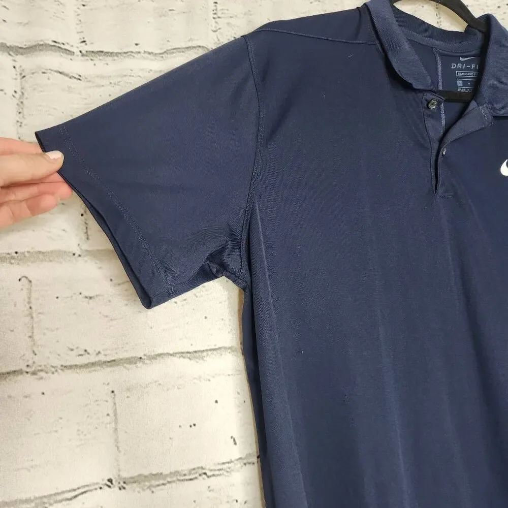 Nike Mens Blue Dri-Fit Victory Short Sleeve Standard Fit Golf Polo Shirt Large